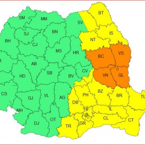 Cod portocaliu de vreme severă emis pentru județele din România
