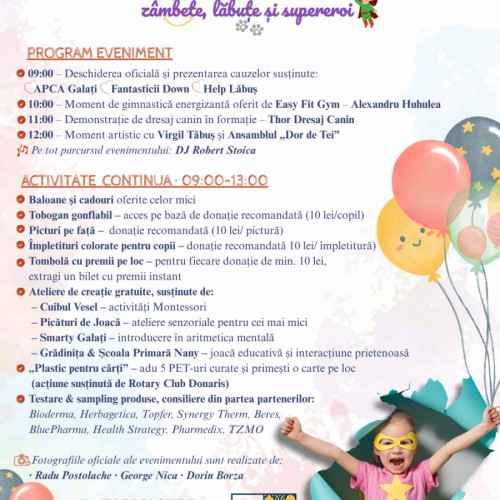 Galatiul se pregătește pentru evenimente speciale de 1 Iunie, dedicate în special copiilor, potrivit site-ului viata-libera.ro. Printre principalele locații se află și Grădina Publică, unde micuții sunt invitați să se distreze, să asiste la activități educative și să se joace.