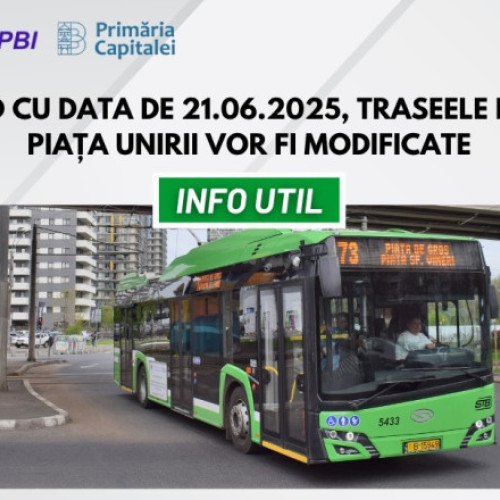 Modificări ale traseelor de transport în zona Piața Unirii din București