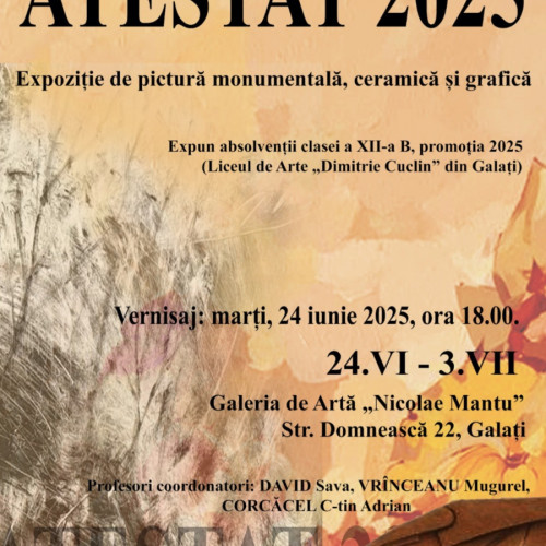Expoziție a absolvenților Liceului de Arte „Dimitrie Cuclin” Scris de Anca Spânu Duminică, 22 Iunie 2025 14:00