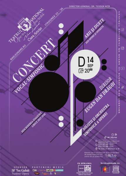 Concert vocal-simfonic deschide stagiunea lirică a operei din Galați