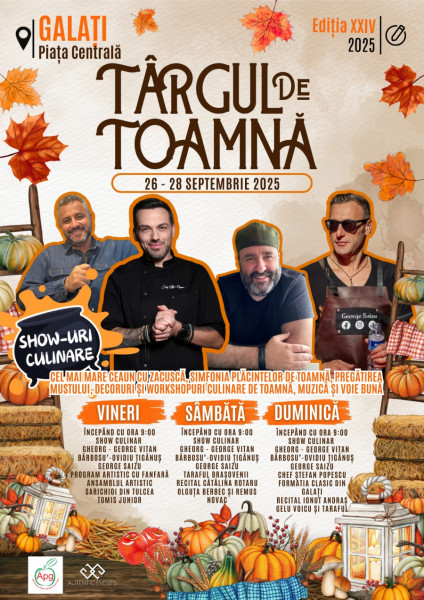 Gălățenilor li se pregătește Târgul de Toamnă Scris de Anca Melinte Luni, 15 Septembrie 2025 18:30