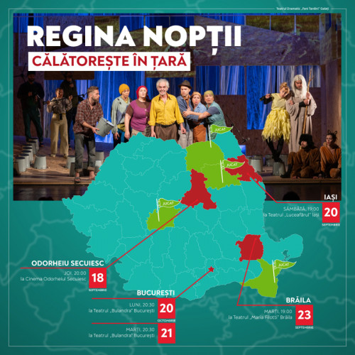 „Regina nopții” va fi prezentă în festivaluri de teatru din țară în septembrie și octombrie