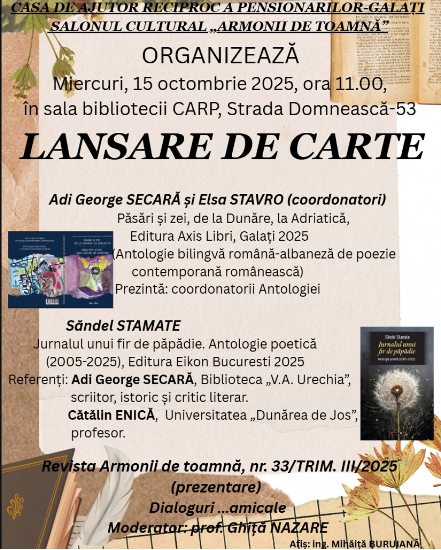 Dublă lansare de carte la Galați: două antologii poetice prezentate public